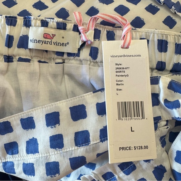 Blue & white check Vineyard Vines Painterly skirt L - Picture 7 of 11